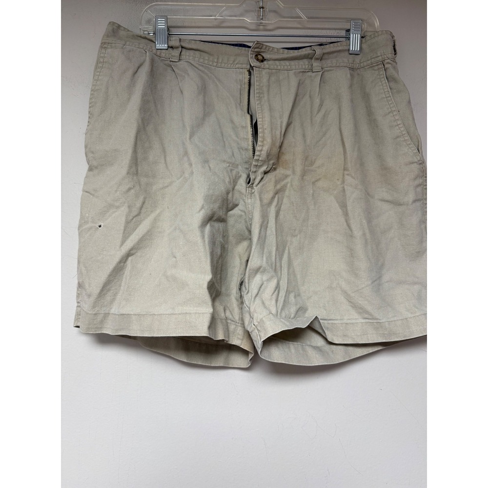 Bugle Boy Company Shorts Mens 36 Tan Good‎ Vintage Pleated Ramie Cotton 8614